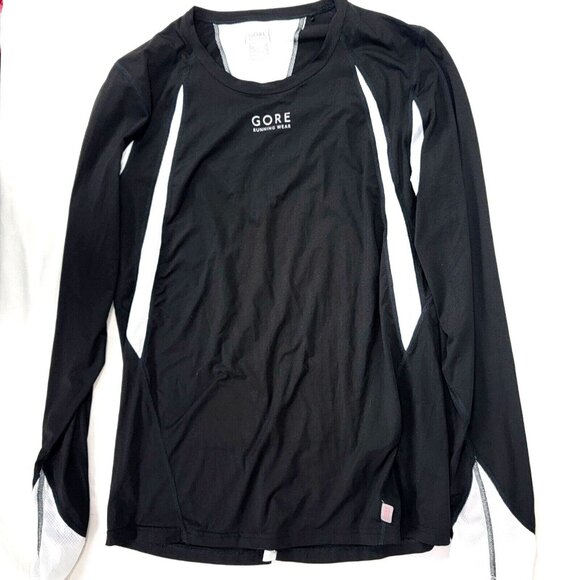 Gore Running Wear Shirt Mens Sz Medium M Black Base Layer Polyester Black White - Picture 1 of 7
